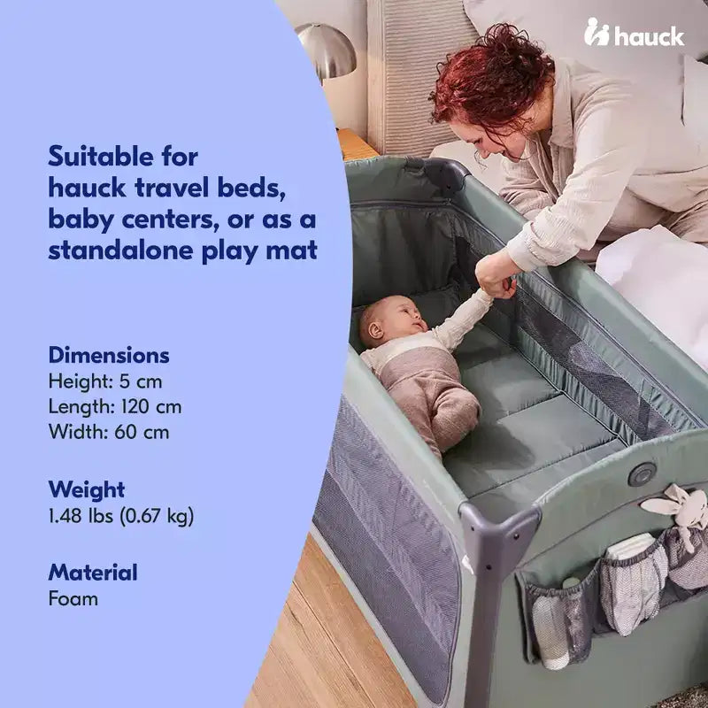 Matelas en mousse pliable et portable hauck de 6 cm d'épaisseur pour enfants, tapis de sieste pour tout-petits, lit de voyage, tapis de jeu, 61 x 119 cm, gris