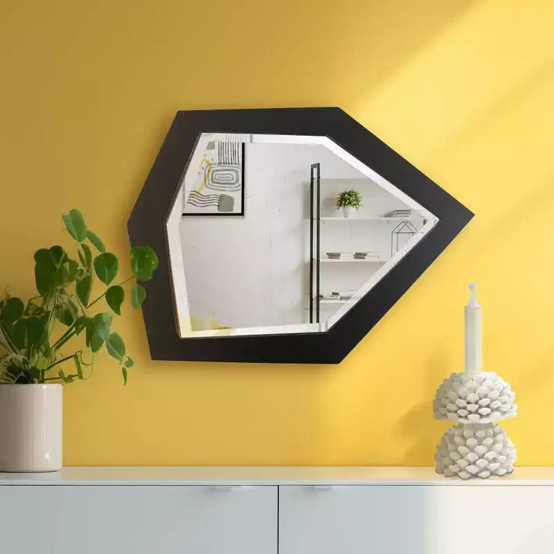 Miroir mural contemporain asymétrique et abstrait Howard Elliott 16x11.75 Abrams