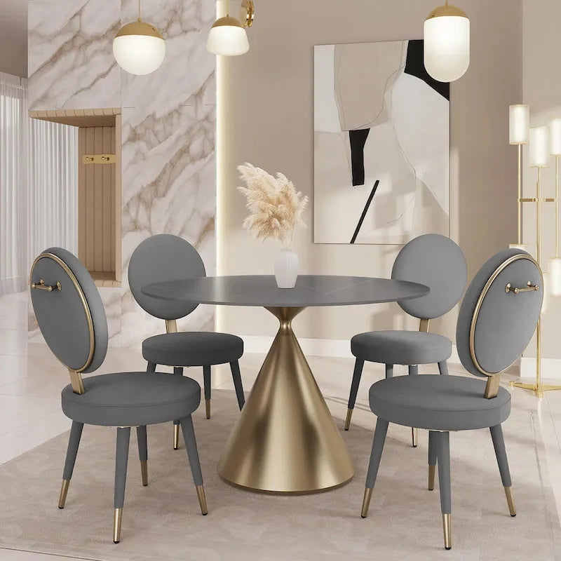 Ensemble de table et de chaises de salle à manger rondes Morden Fort Modern Luxury 5 pièces