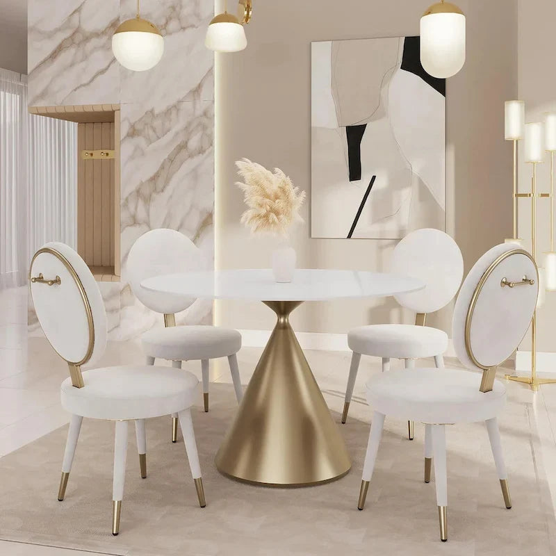 Ensemble de table et de chaises de salle à manger rondes Morden Fort Modern Luxury 5 pièces