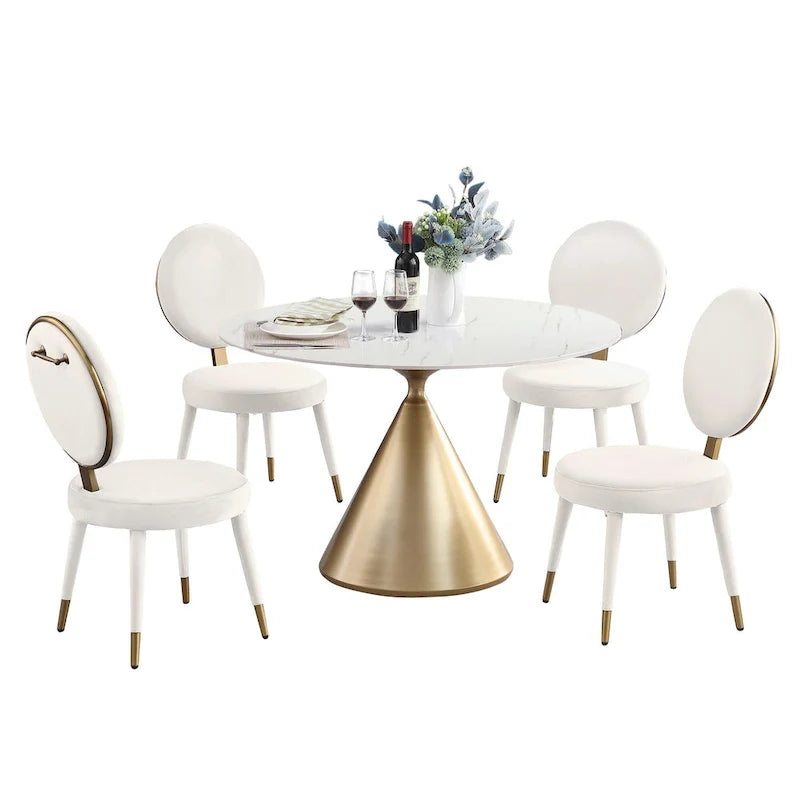 Ensemble de table et de chaises de salle à manger rondes Morden Fort Modern Luxury 5 pièces