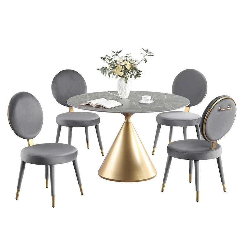 Ensemble de table et de chaises de salle à manger rondes Morden Fort Modern Luxury 5 pièces