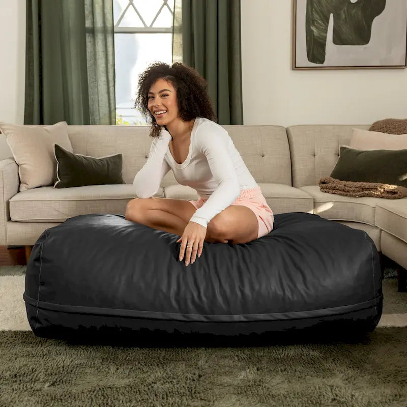 Ottoman – Grand pouf ottoman et chaise longue surdimensionnés – Similicuir