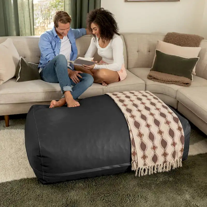 Ottoman – Grand pouf ottoman et chaise longue surdimensionnés – Similicuir