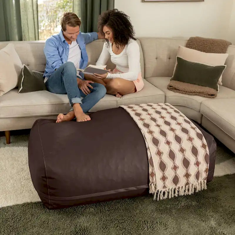Ottoman – Grand pouf ottoman et chaise longue surdimensionnés – Similicuir