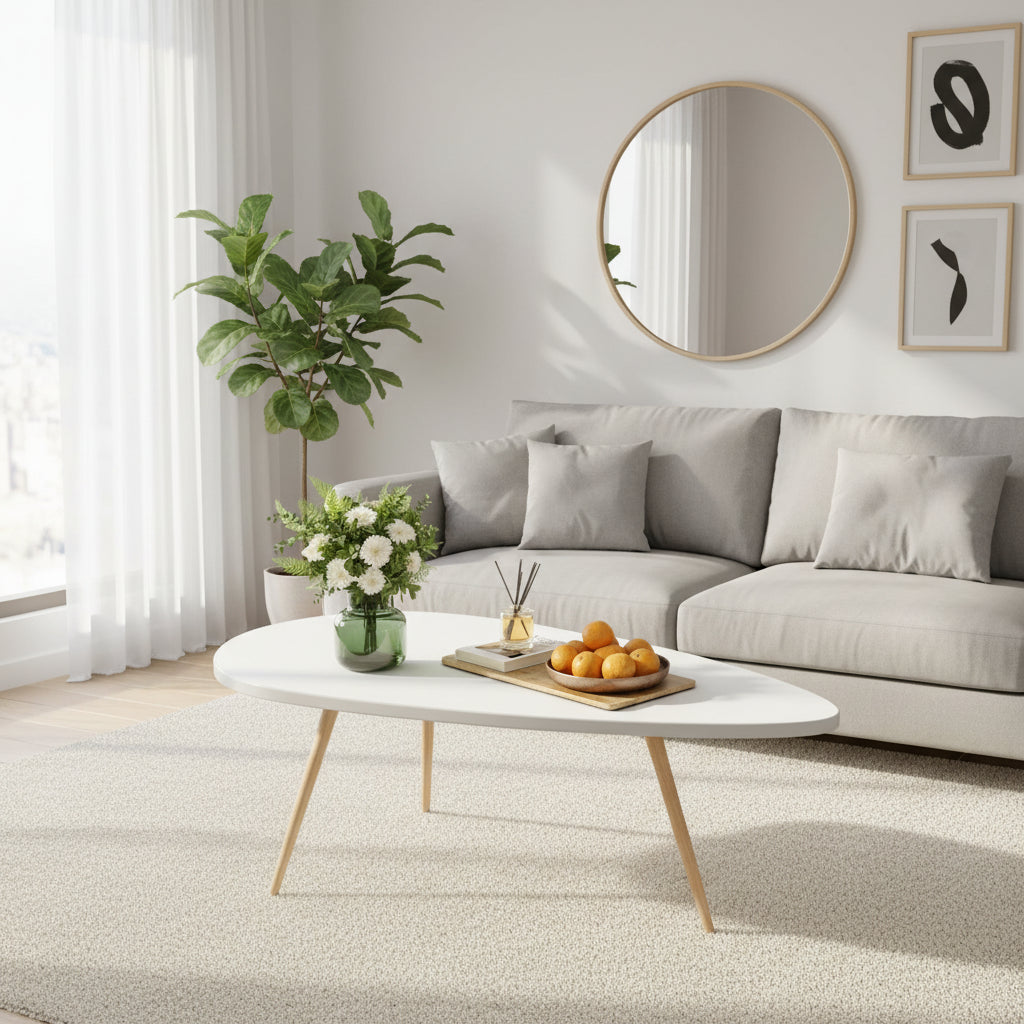 Coffee Tables for Small Space Unique Simple Oval - 22.2D x 42.5W x 17.1H