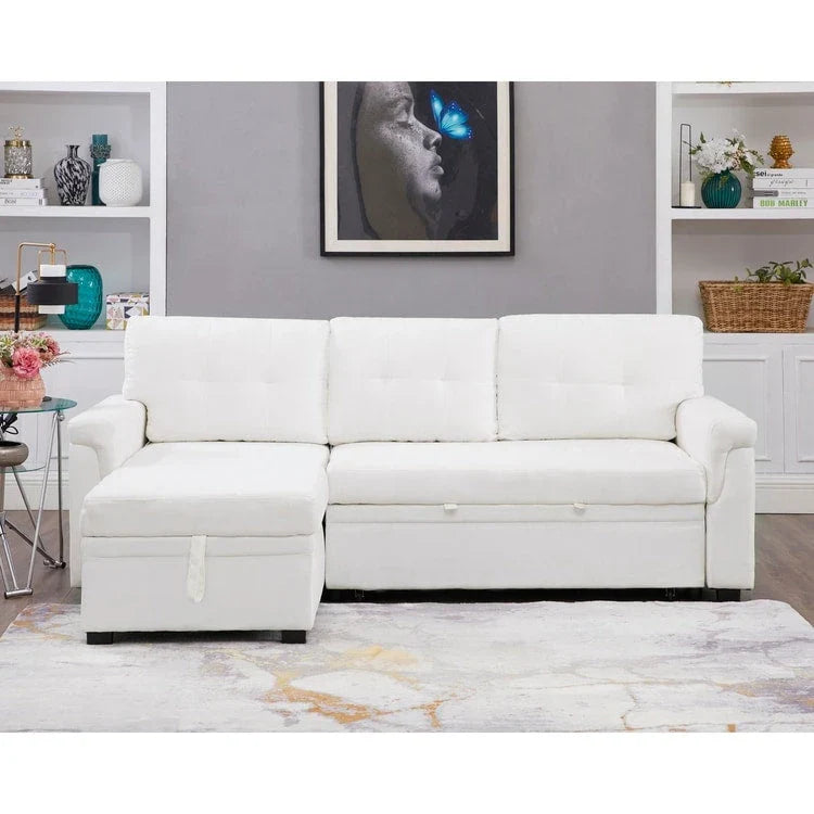 Canapé d'angle réversible avec lit gigogne, méridienne de rangement, pieds durables,