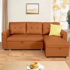 Canapé d'angle réversible avec lit gigogne, méridienne de rangement, pieds durables,