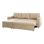 Canapé d'angle réversible avec lit gigogne, méridienne de rangement, pieds durables,