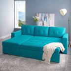 Canapé d'angle réversible avec lit gigogne, méridienne de rangement, pieds durables,