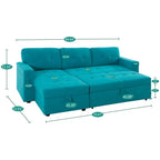 Canapé d'angle réversible avec lit gigogne, méridienne de rangement, pieds durables,