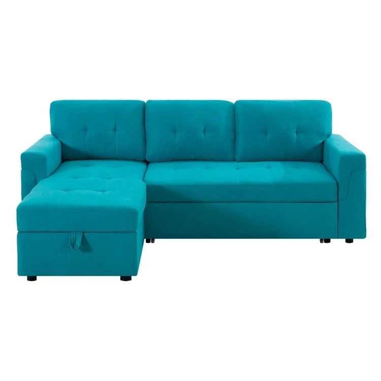 Canapé d'angle réversible avec lit gigogne, méridienne de rangement, pieds durables,