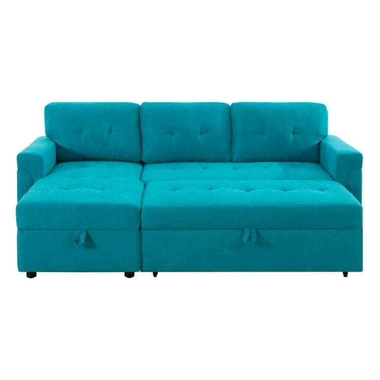 Canapé d'angle réversible avec lit gigogne, méridienne de rangement, pieds durables,
