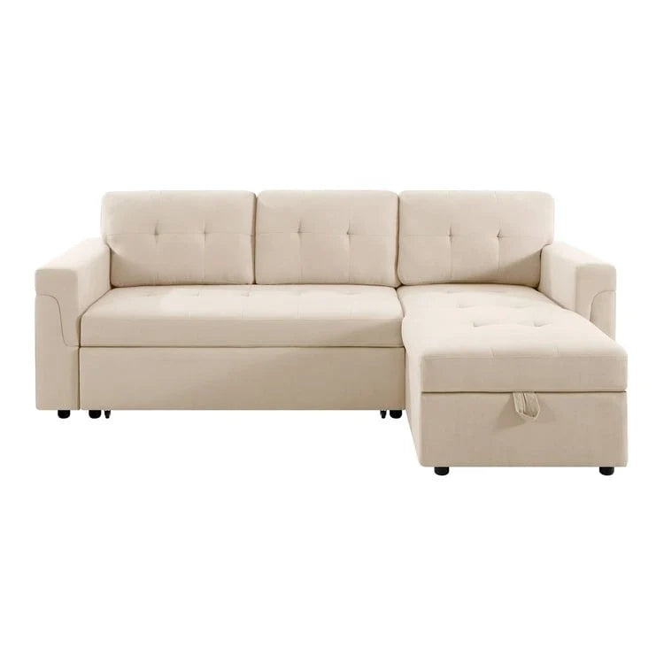 Canapé d'angle réversible avec lit gigogne, méridienne de rangement, pieds durables,