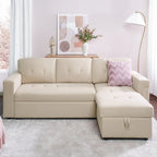 Canapé d'angle réversible avec lit gigogne, méridienne de rangement, pieds durables,