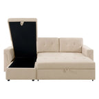 Canapé d'angle réversible avec lit gigogne, méridienne de rangement, pieds durables,