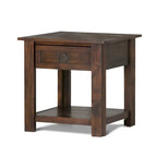 Table d'appoint/Table basse carrée de style rustique en bois d'acacia massif de 55 cm — 55 cm (L) x 55 cm (P) x 55 cm (H)
