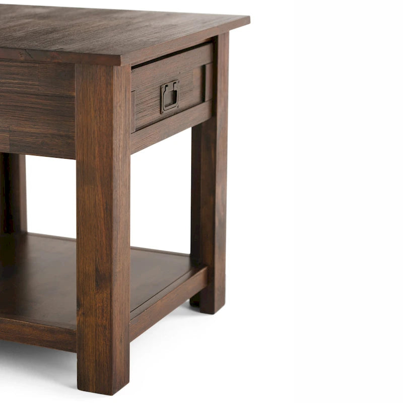 Table d'appoint/Table basse carrée de style rustique en bois d'acacia massif de 55 cm — 55 cm (L) x 55 cm (P) x 55 cm (H)