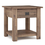 Table d'appoint/Table basse carrée de style rustique en bois d'acacia massif de 55 cm — 55 cm (L) x 55 cm (P) x 55 cm (H)