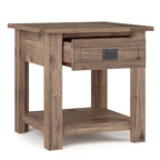 Table d'appoint/Table basse carrée de style rustique en bois d'acacia massif de 55 cm — 55 cm (L) x 55 cm (P) x 55 cm (H)