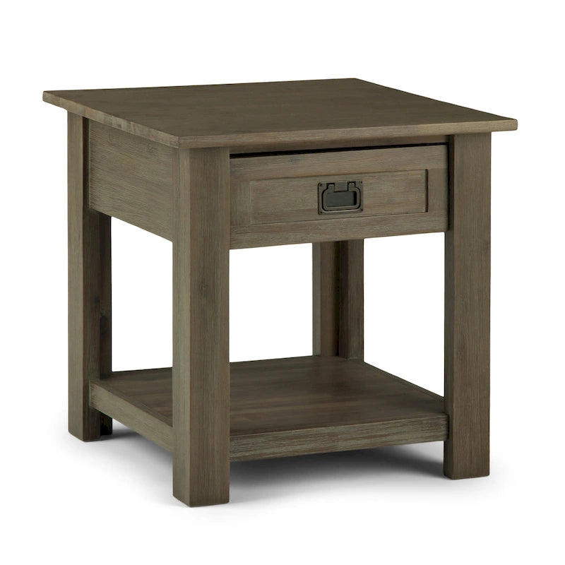 Table d'appoint/Table basse carrée de style rustique en bois d'acacia massif de 55 cm — 55 cm (L) x 55 cm (P) x 55 cm (H)