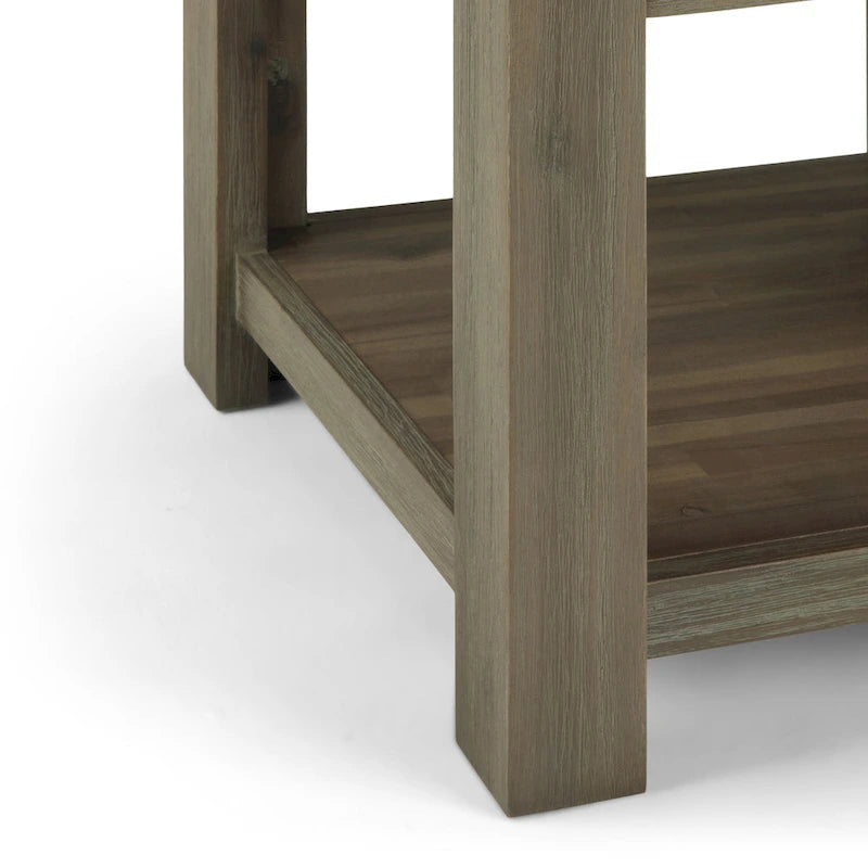 Table d'appoint/Table basse carrée de style rustique en bois d'acacia massif de 55 cm — 55 cm (L) x 55 cm (P) x 55 cm (H)