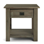 Table d'appoint/Table basse carrée de style rustique en bois d'acacia massif de 55 cm — 55 cm (L) x 55 cm (P) x 55 cm (H)