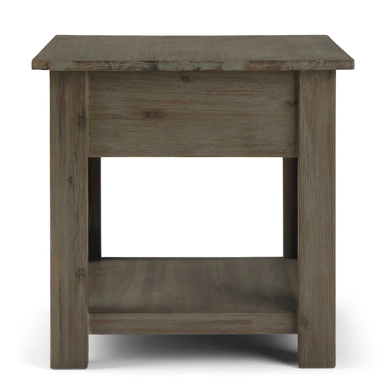 Table d'appoint/Table basse carrée de style rustique en bois d'acacia massif de 55 cm — 55 cm (L) x 55 cm (P) x 55 cm (H)