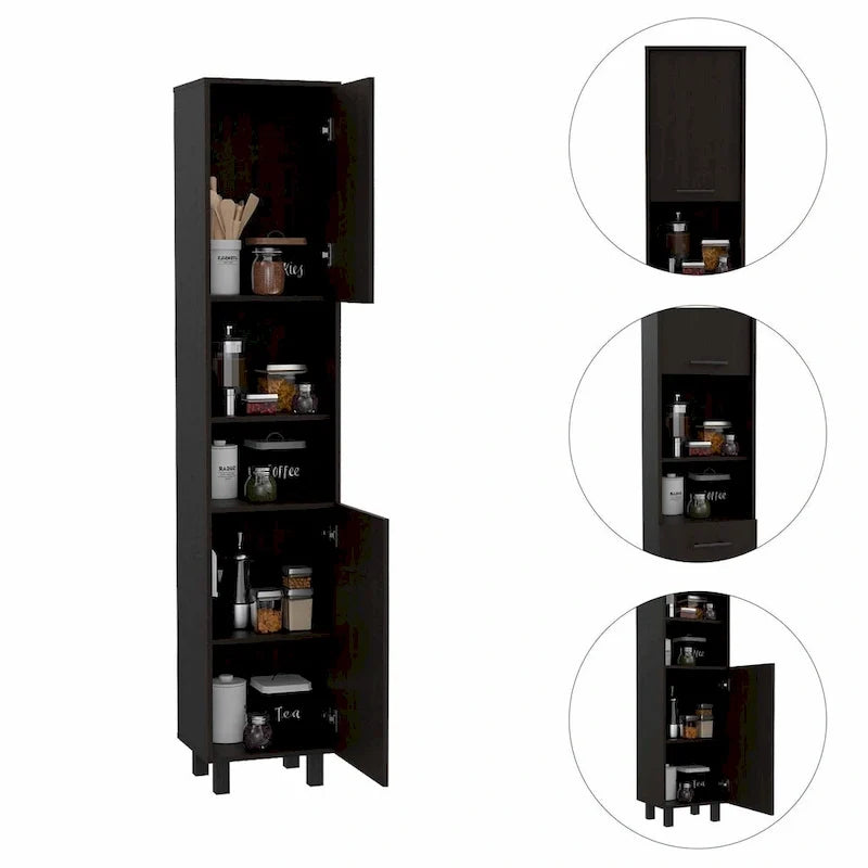 Meuble de rangement haut, noir et élégant