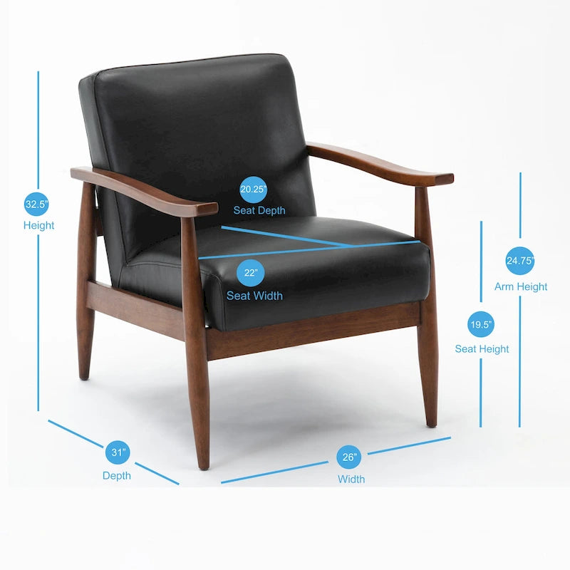 Chaise décorative en similicuir avec piètement en bois