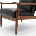 Chaise décorative en similicuir avec piètement en bois