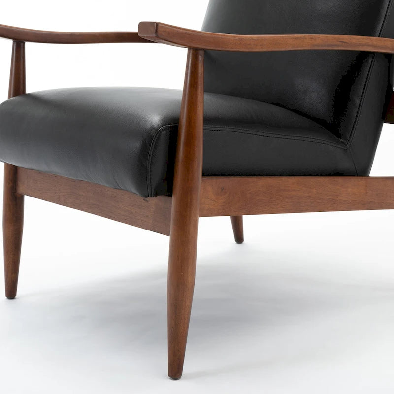 Chaise décorative en similicuir avec piètement en bois