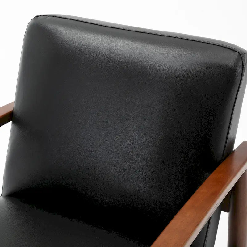 Chaise décorative en similicuir avec piètement en bois
