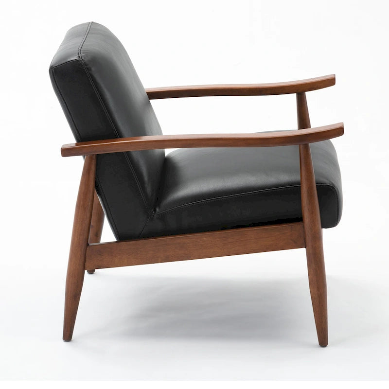 Chaise décorative en similicuir avec piètement en bois