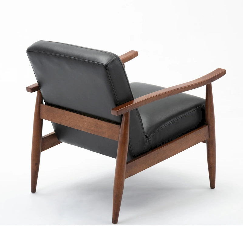 Chaise décorative en similicuir avec piètement en bois