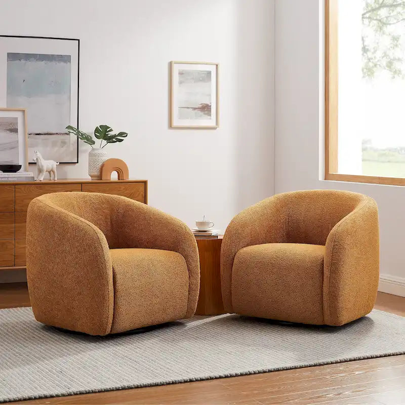 Kiptin Fauteuil d'appoint pivotant à 360° en forme de tonneau 31,7W (lot de 2)