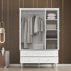 Garde-robe/Armoire/Placard familial de 70,9H avec portes miroir laque blanche