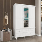 Garde-robe/Armoire/Placard familial de 70,9H avec portes miroir laque blanche
