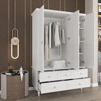 Garde-robe/Armoire/Placard familial de 70,9H avec portes miroir laque blanche