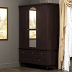 Garde-robe/Armoire/Placard familial de 70,9H avec portes miroir laque blanche