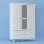 Garde-robe/Armoire/Placard familial de 70,9H avec portes miroir laque blanche