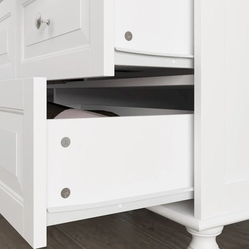 Garde-robe/Armoire/Placard familial de 70,9H avec portes miroir laque blanche