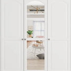 Garde-robe/Armoire/Placard familial de 70,9H avec portes miroir laque blanche