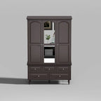 Garde-robe/Armoire/Placard familial de 70,9H avec portes miroir laque blanche