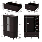 Garde-robe/Armoire/Placard familial de 70,9H avec portes miroir laque blanche