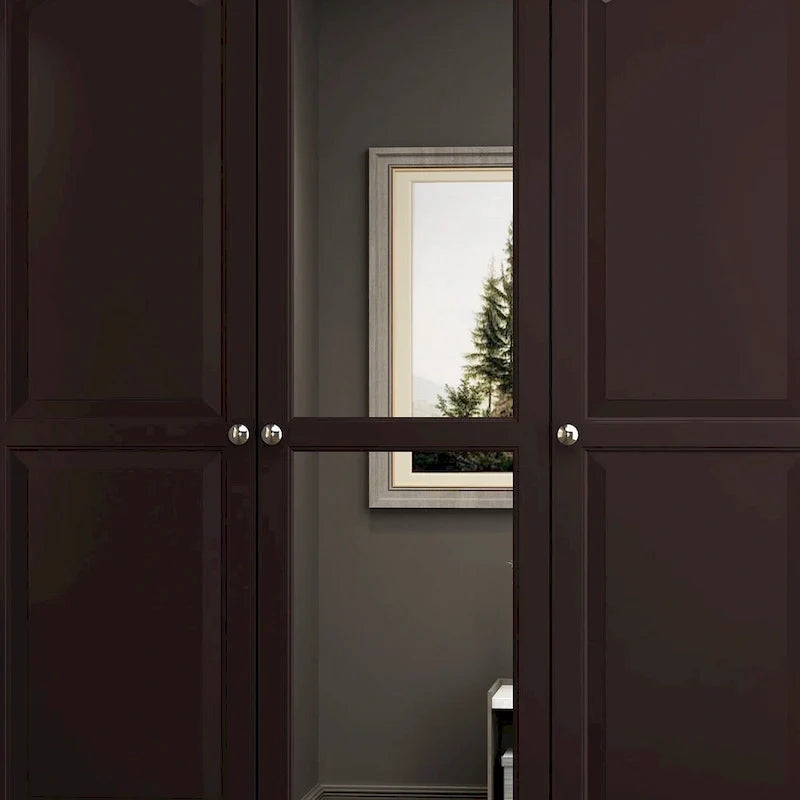 Garde-robe/Armoire/Placard familial de 70,9H avec portes miroir laque blanche