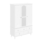 Garde-robe/Armoire/Placard familial de 70,9H avec portes miroir laque blanche