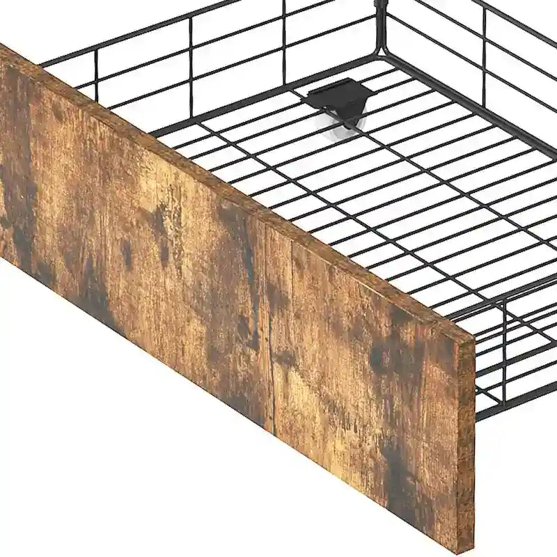 Cadre de lit Moasis avec plate-forme de rangement, prises électriques et 4 tiroirs de rangement