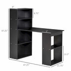 Bureau d'ordinateur compact moderne – Combinaison d'étagères à 6 niveaux, poste de travail et d'écriture pour bureau à domicile avec bibliothèque
