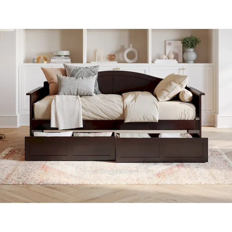 Lit de repos double AFI Acadia avec tiroirs de rangement